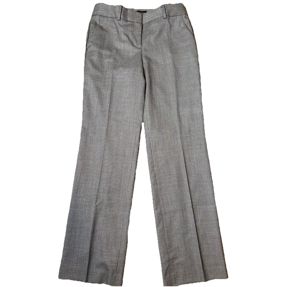 Talbots Newport Pants 4 Gray Wool Blend Lined Micro Houndstooth Career Old Money